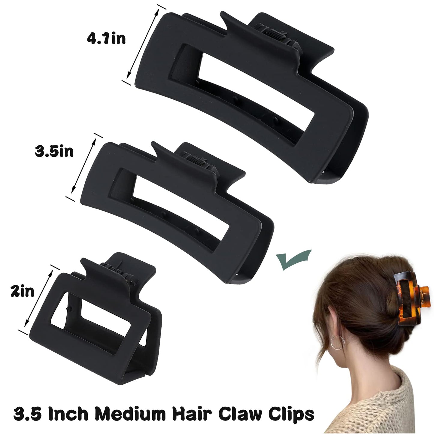 Sisiaipu Hair Clip, 12 Pcs Medium 3.5 Inch Square Claw Clips for Thick and Thin Hair, Non-Slip Hair Accessories for Women and Girls