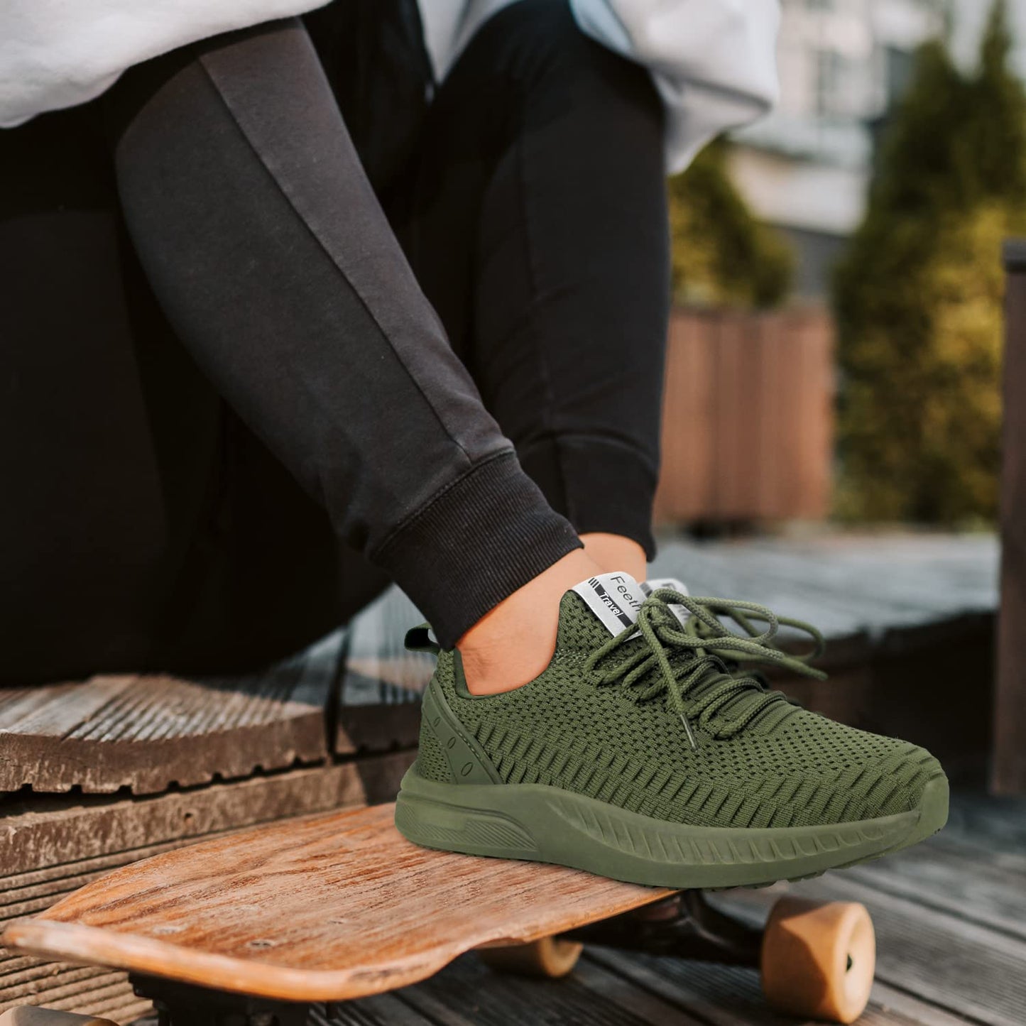 Feethit Women Tennis Running Shoes Walking Shoes Lightweight Casual Sneakers for Travel Gym Work Woman Waitress Nurse Olive Green 5.5