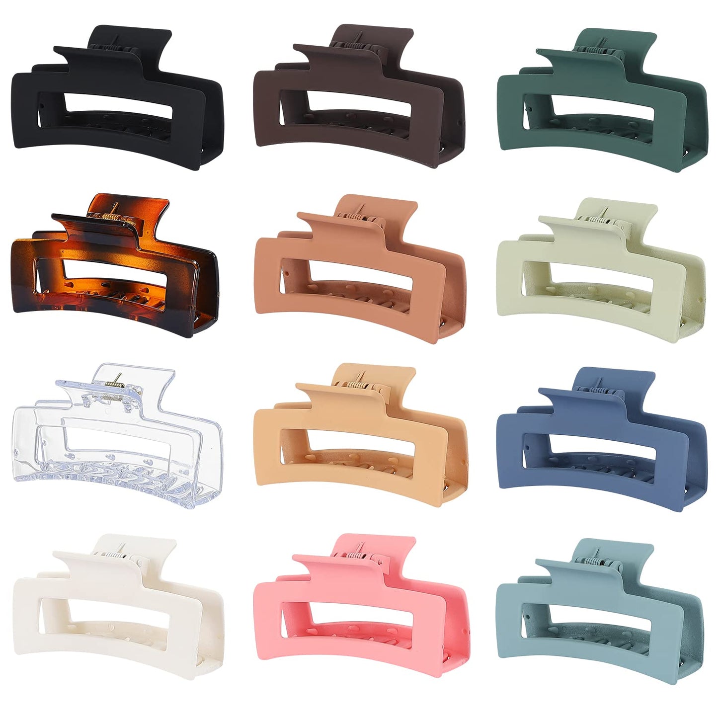 Sisiaipu Hair Clip, 12 Pcs Medium 3.5 Inch Square Claw Clips for Thick and Thin Hair, Non-Slip Hair Accessories for Women and Girls