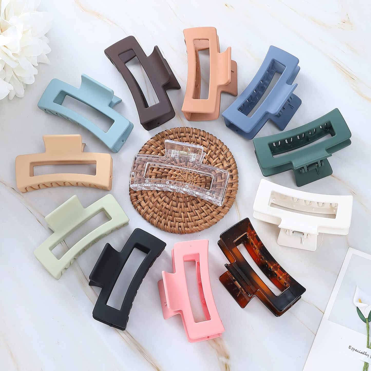Sisiaipu Hair Clip, 12 Pcs Medium 3.5 Inch Square Claw Clips for Thick and Thin Hair, Non-Slip Hair Accessories for Women and Girls