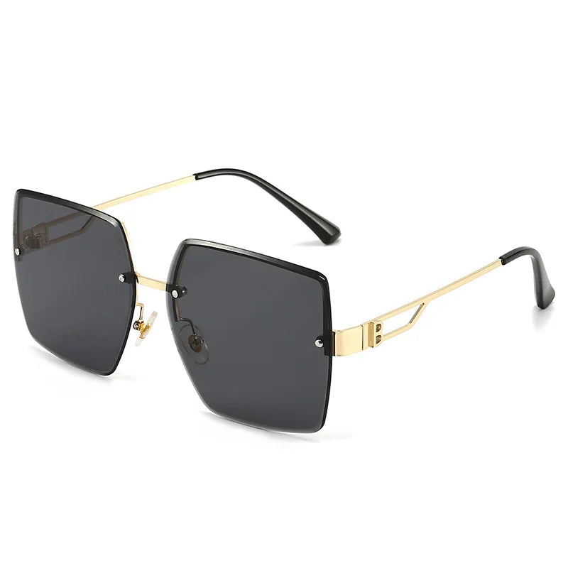 Brand Fashion Square Sunglasses Woman Mirror Black Gradient Sun Glasses Female Big Frame Modern Retro Vintage Oculos De Sol