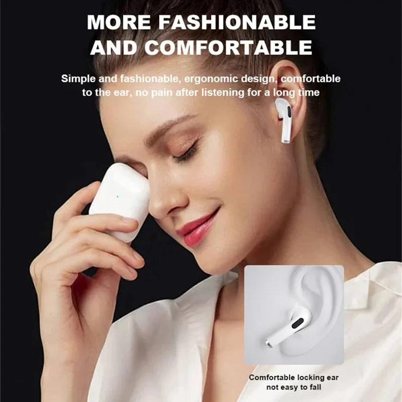 Pro 4 TWS Wireless Headphones: Bluetooth 5.0 Waterproof Earbuds with Mic - Compatible with iPhone and More (White)