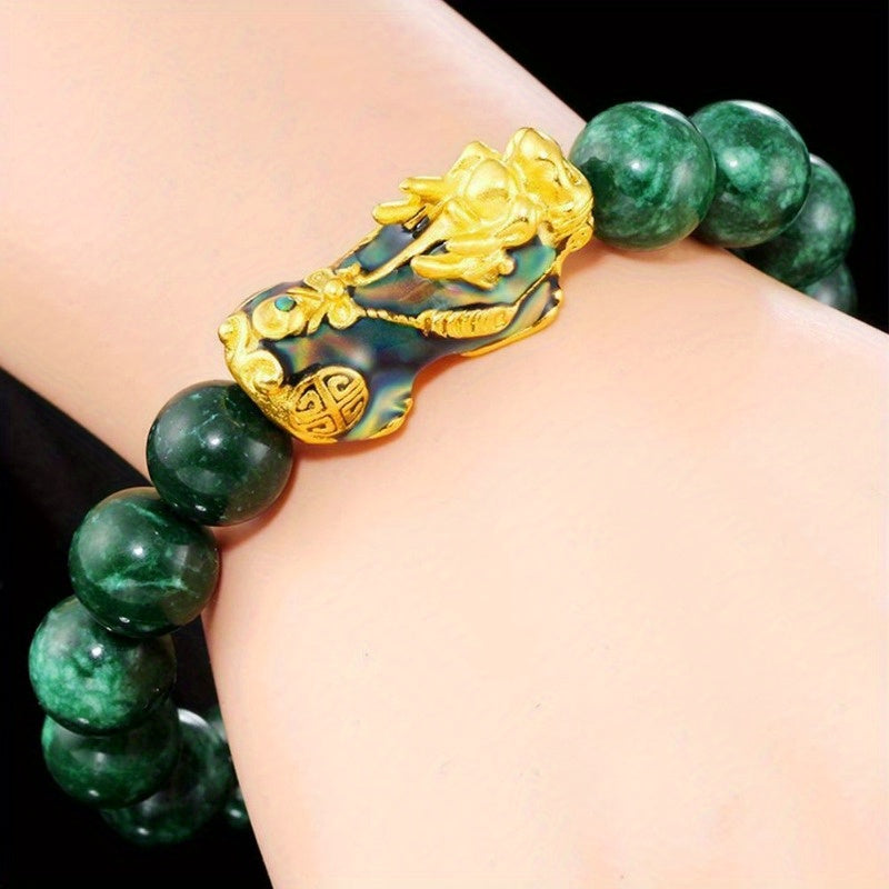 Green Pearl bracelet Unisex Malachite Stone Beads