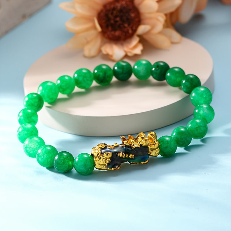 Green Pearl bracelet Unisex Malachite Stone Beads