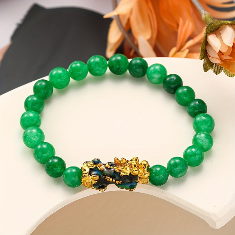 Green Pearl bracelet Unisex Malachite Stone Beads