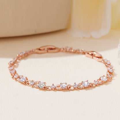 WOSTU 14K Gold Plated 3mm Cubic Zirconia Classic Adjustable Tennis Bracelet |Gold Bracelets for Women |Bride Bracelet for Wedding|Size 6.5-8 Inch