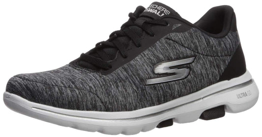 Skechers Women's Go Walk 5 True Sneaker, Black/White, 8 M US