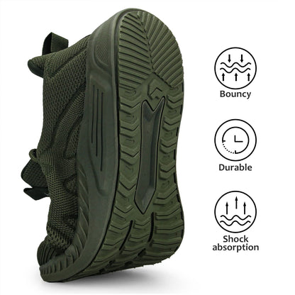 Feethit Running Shoes for Women Non Slip Walking Tennis Shoes Slip on Work Gym Fashion Sneakers Army Green 5.5