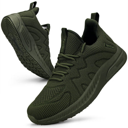 Feethit Running Shoes for Women Non Slip Walking Tennis Shoes Slip on Work Gym Fashion Sneakers Army Green 5.5