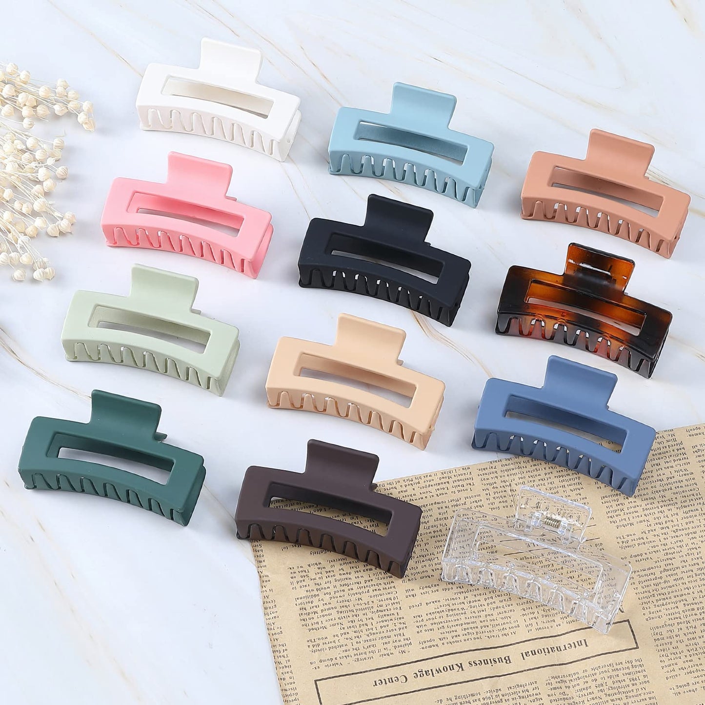 Sisiaipu Hair Clip, 12 Pcs Medium 3.5 Inch Square Claw Clips for Thick and Thin Hair, Non-Slip Hair Accessories for Women and Girls