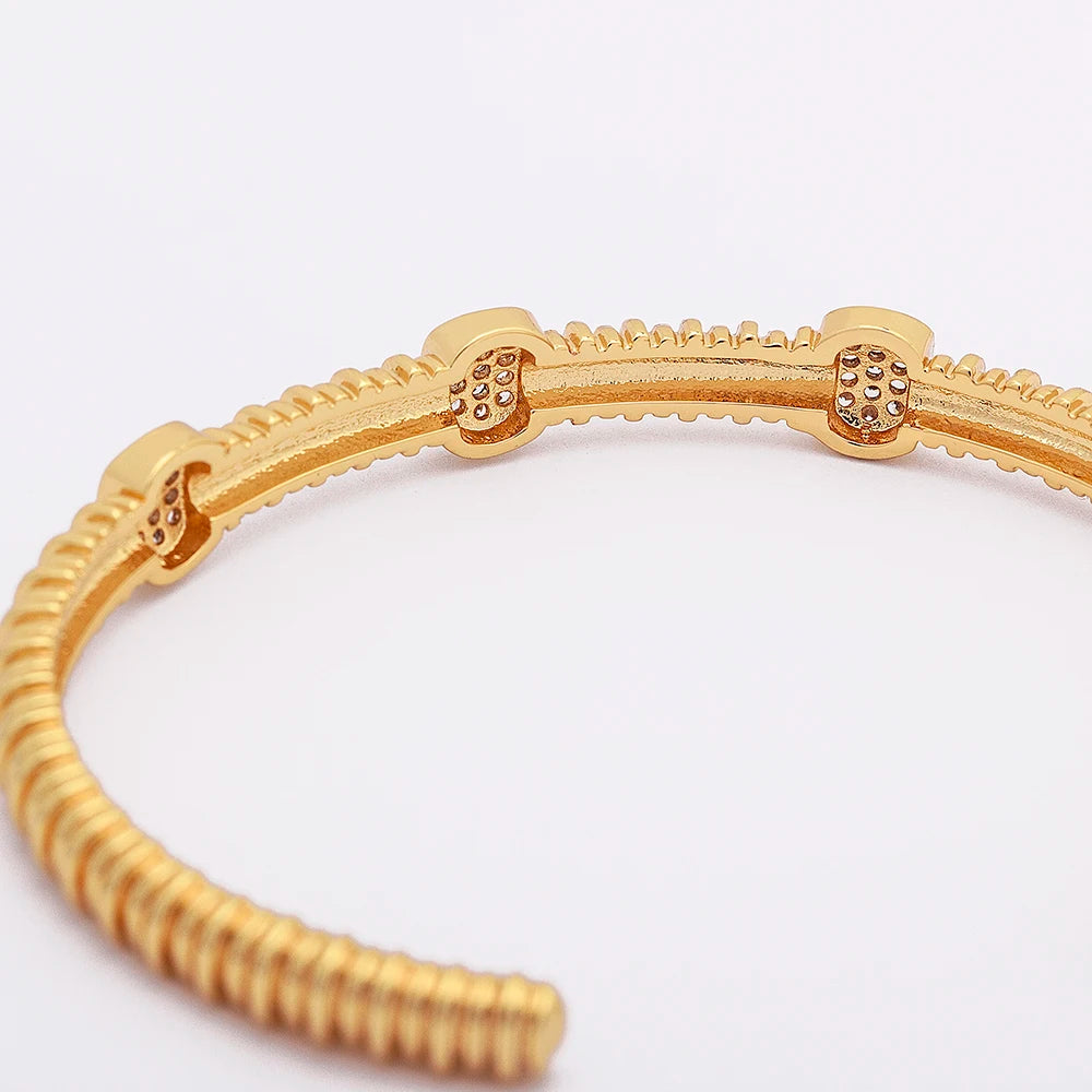 AIBEF 2021 New Fashion 8 Styles Punk Copper Zircon Bracelet for Women Gold Color Crystal Open Cuff Bangles Accessories Jewelry