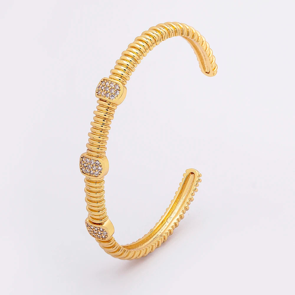 AIBEF 2021 New Fashion 8 Styles Punk Copper Zircon Bracelet for Women Gold Color Crystal Open Cuff Bangles Accessories Jewelry