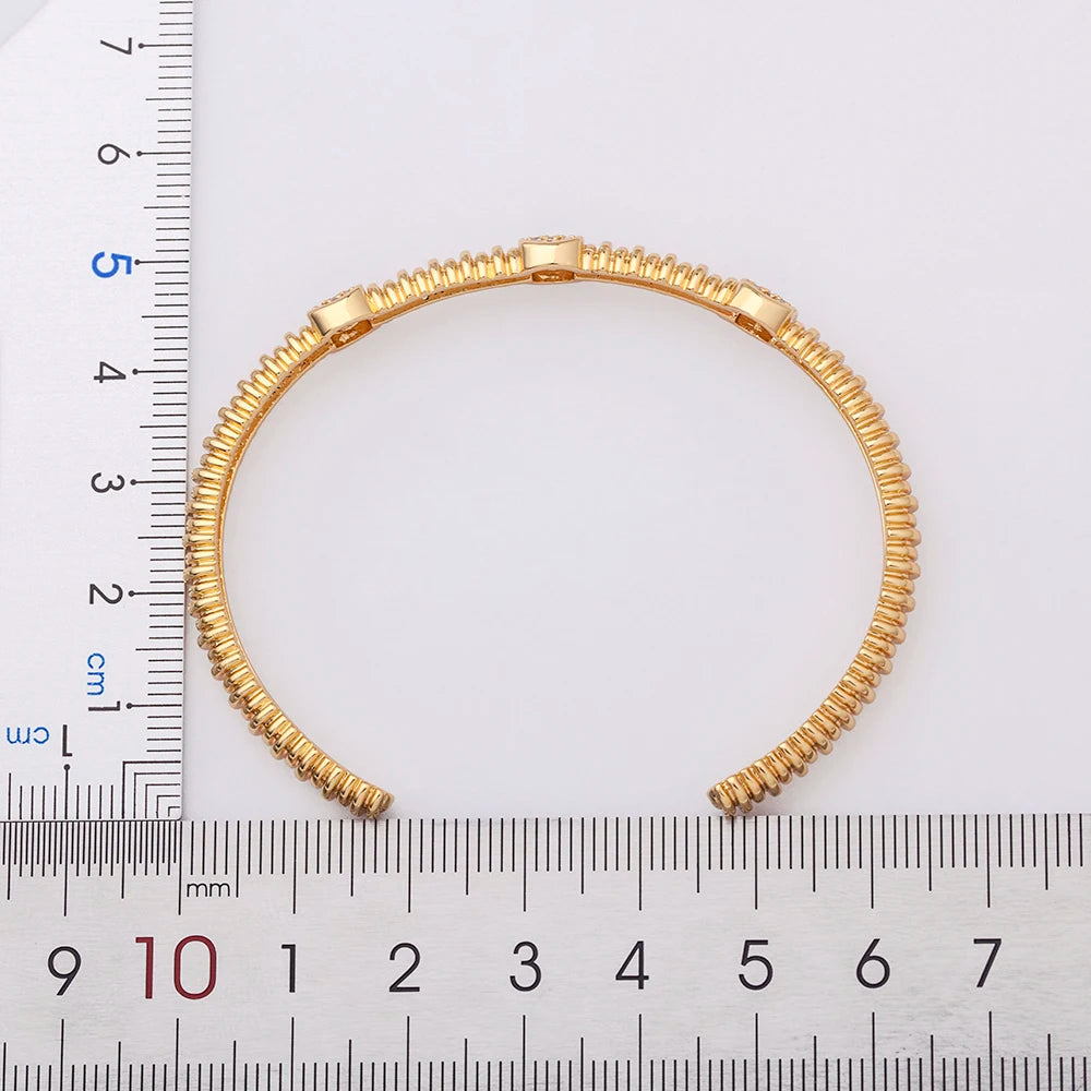 AIBEF 2021 New Fashion 8 Styles Punk Copper Zircon Bracelet for Women Gold Color Crystal Open Cuff Bangles Accessories Jewelry