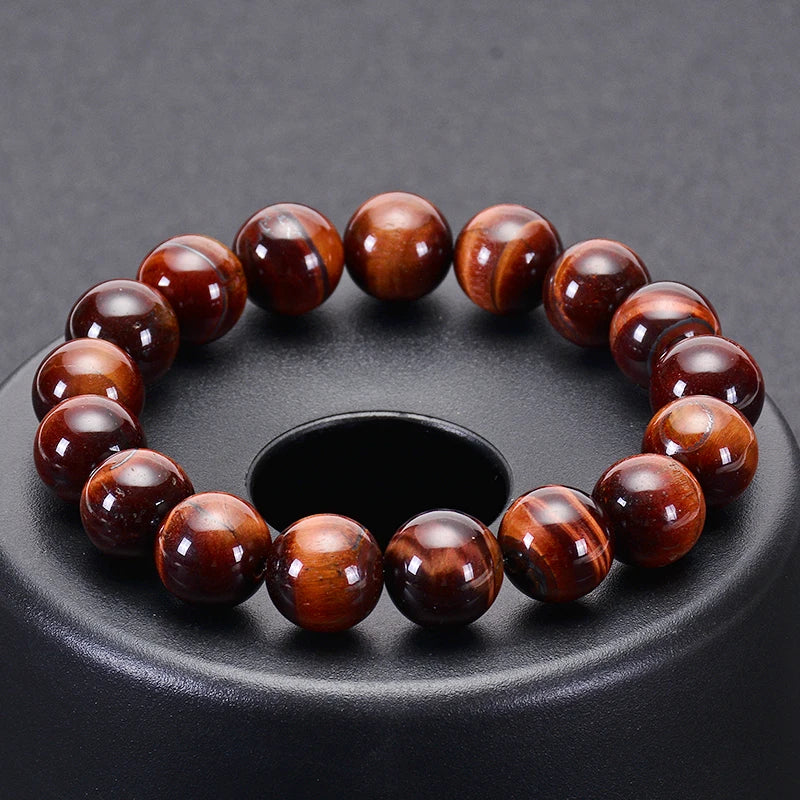 6-12mm Classic Red Tiger Eye Bracelet for Men Women Natural Stone Bracelet Tiger Eye Beads Buddha Braclets Elastic Rope  Jewelry