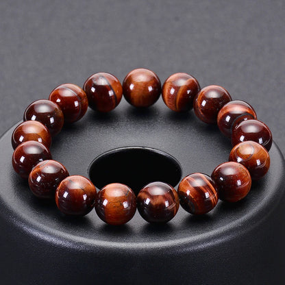 6-12mm Classic Red Tiger Eye Bracelet for Men Women Natural Stone Bracelet Tiger Eye Beads Buddha Braclets Elastic Rope  Jewelry