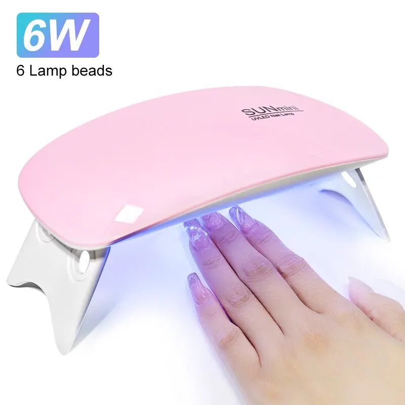 "Compact 6W Mini Nail Dryer: Portable 6 LED UV Lamp for Perfectly Dried Polish – Ideal for Home Use with USB Power!"