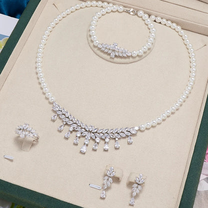 Pearl Necklace Jewelry Sets for Women Cubic  Necklace Set Party Engagement Dress Suits  Dubai  Jewelry Dubai