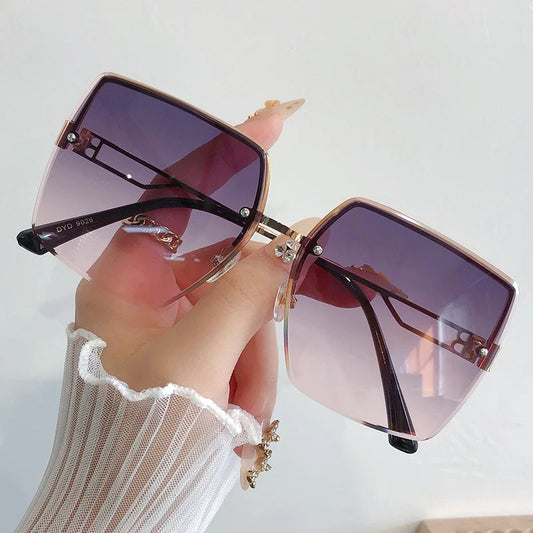 Brand Fashion Square Sunglasses Woman Mirror Black Gradient Sun Glasses Female Big Frame Modern Retro Vintage Oculos De Sol