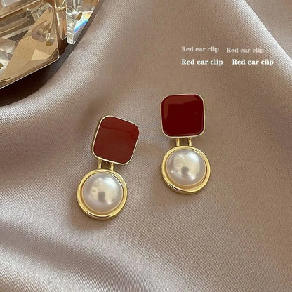 Pearl Earrings for Women Square Fashion Korean Delicate Earrings Jewelry Party Wedding Jewelry Girl Aesthetic Accessories