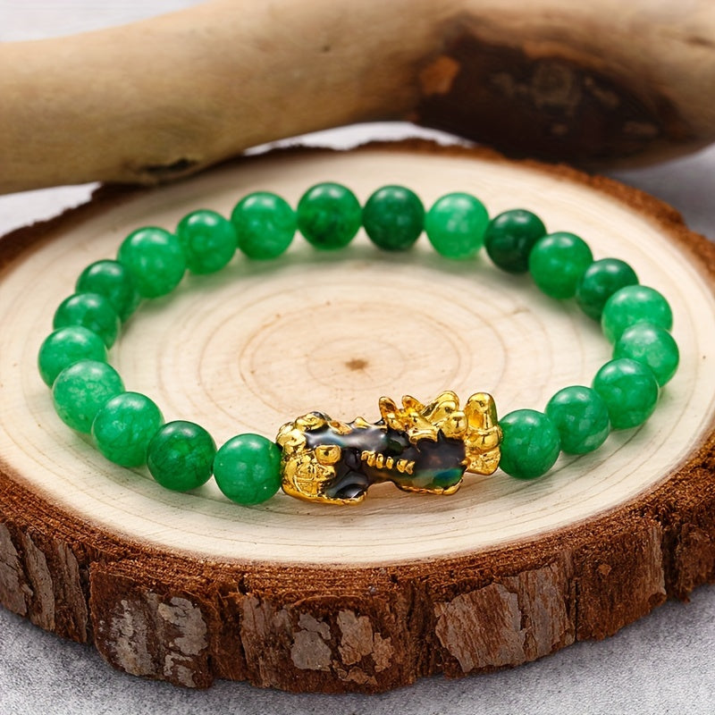 Green Pearl bracelet Unisex Malachite Stone Beads